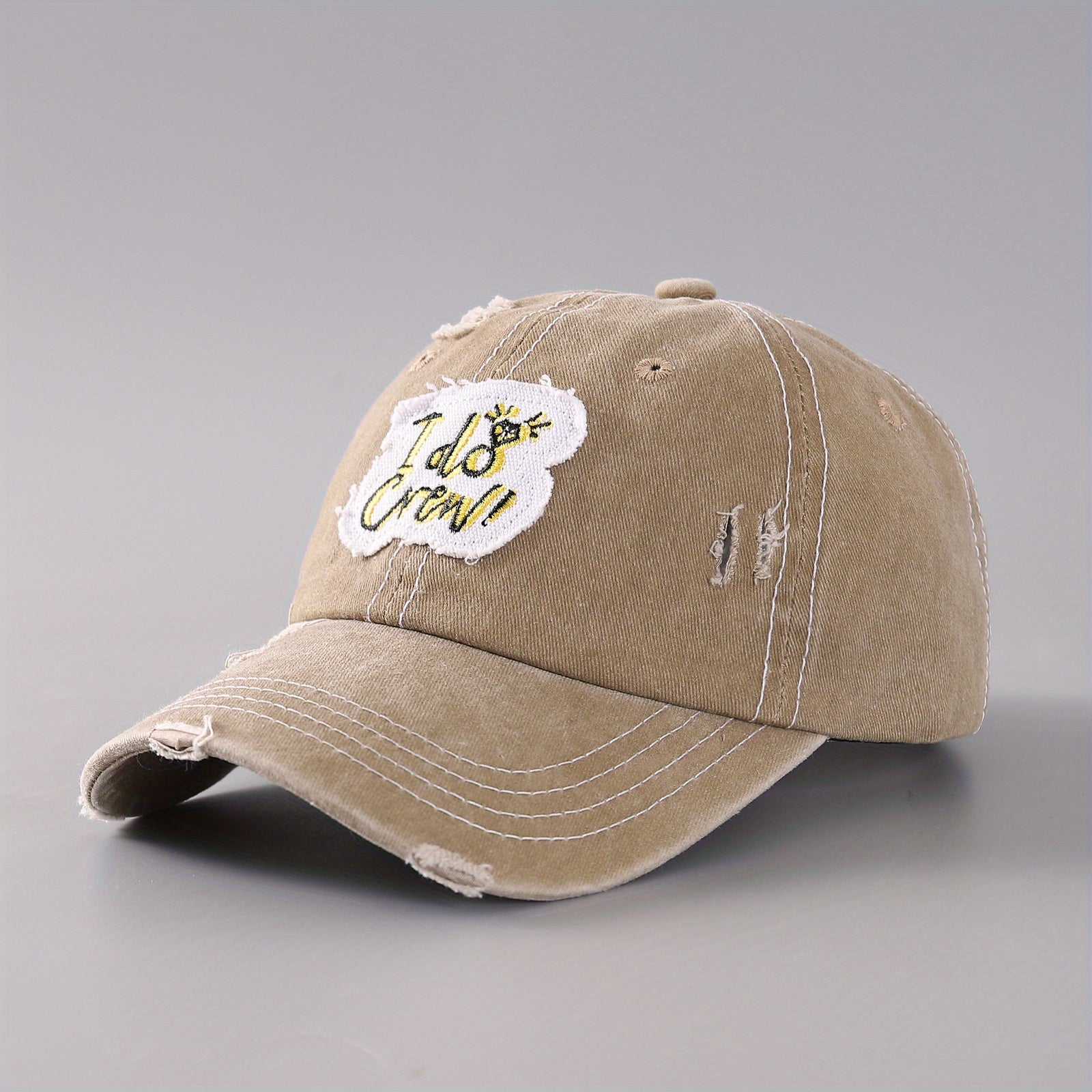 Vintage Ripped Patch Baseball Cap Distressed Dad Hat