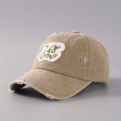 Vintage Ripped Patch Baseball Cap Distressed Dad Hat