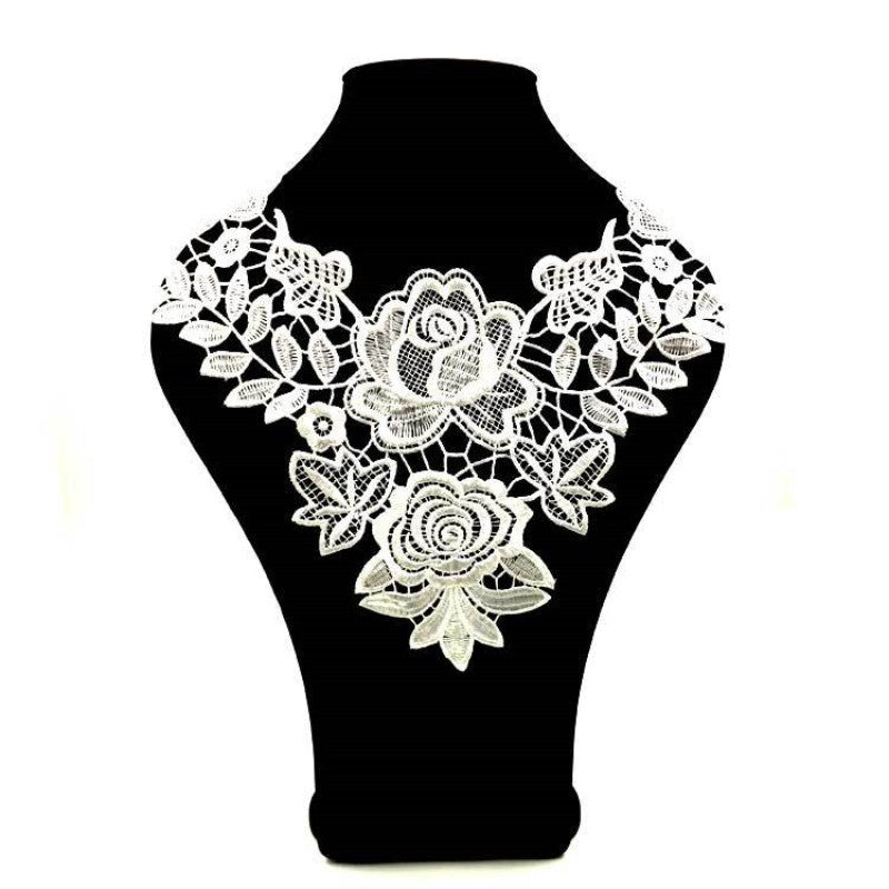 3D Hollow Lace Fabric Dress Applique Lace Neckline Sewing Trims DIY Lace Col