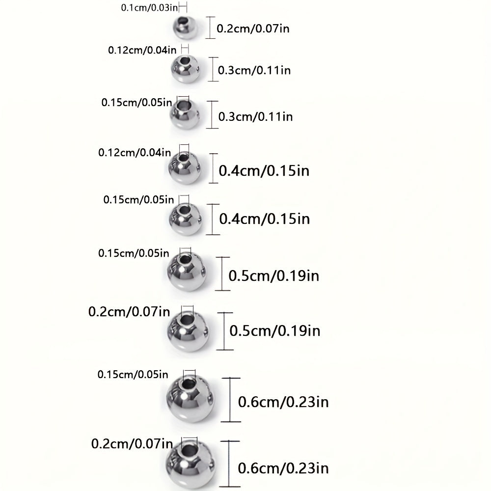 100pcs Stainless Steel European Ball Spacer Beads For Jewelry Making Diy
