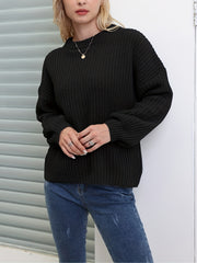 Versatile Knit Pullover Sweater Crew Neck Long Sleeve Women's Clothing