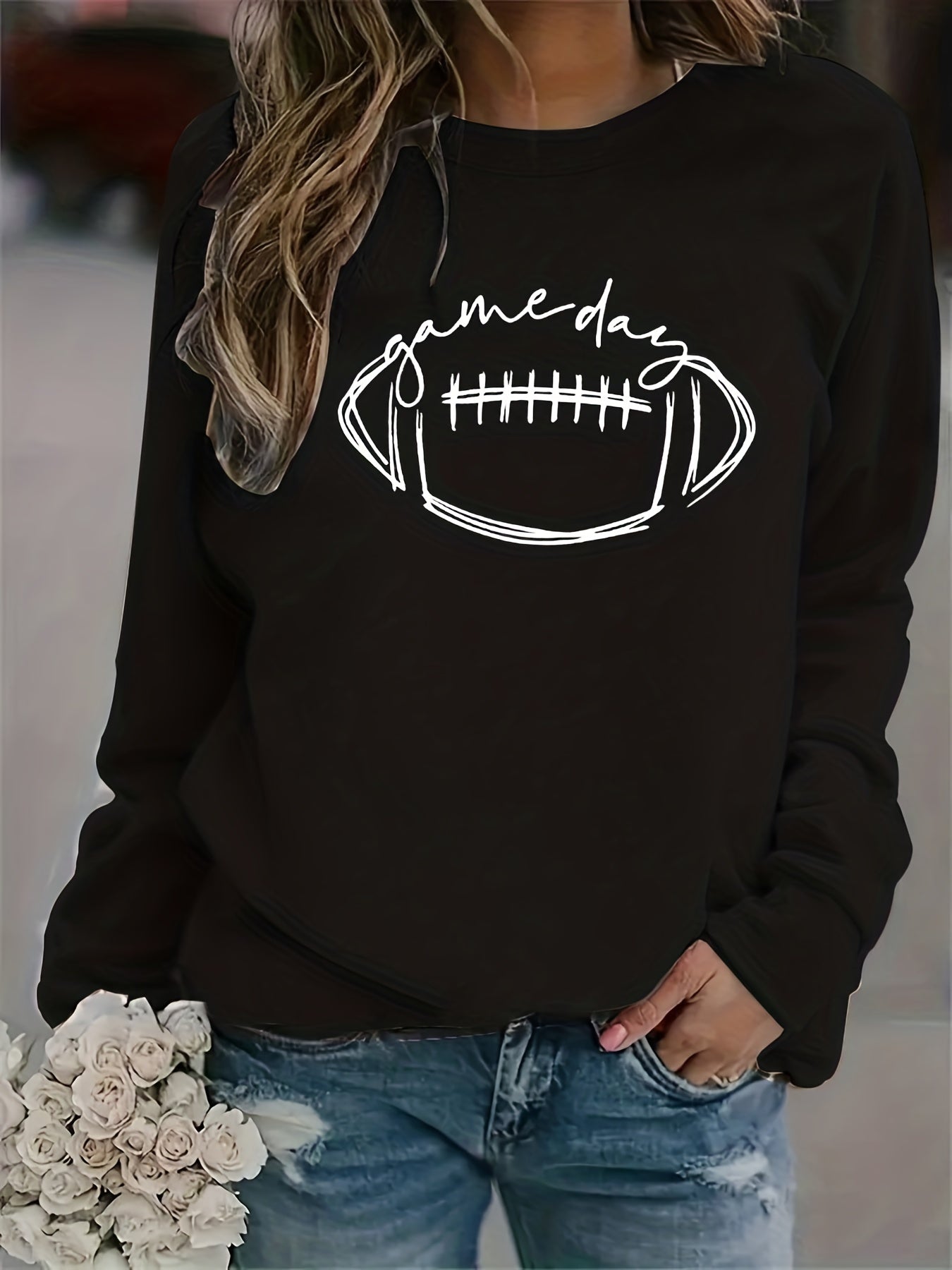 Game Graphic Round Neck Fleece Sweatshirt