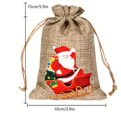 Christmas Burlap Bags Drawstring Candy Packaging Bags