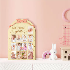 One Year Old Birthday Gift Set - Photo Frame Decoration & Wooden Board for Mont