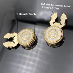 2pcs Golden Tone Round Hollow Button Covers with Intricate Patterns
