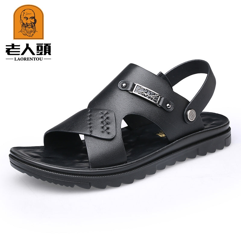 LAORENTOU Men's Faux Leather Non Slip Sandals
