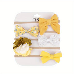 5-Piece Floral Bow Headband Set for Infant & Baby Girls