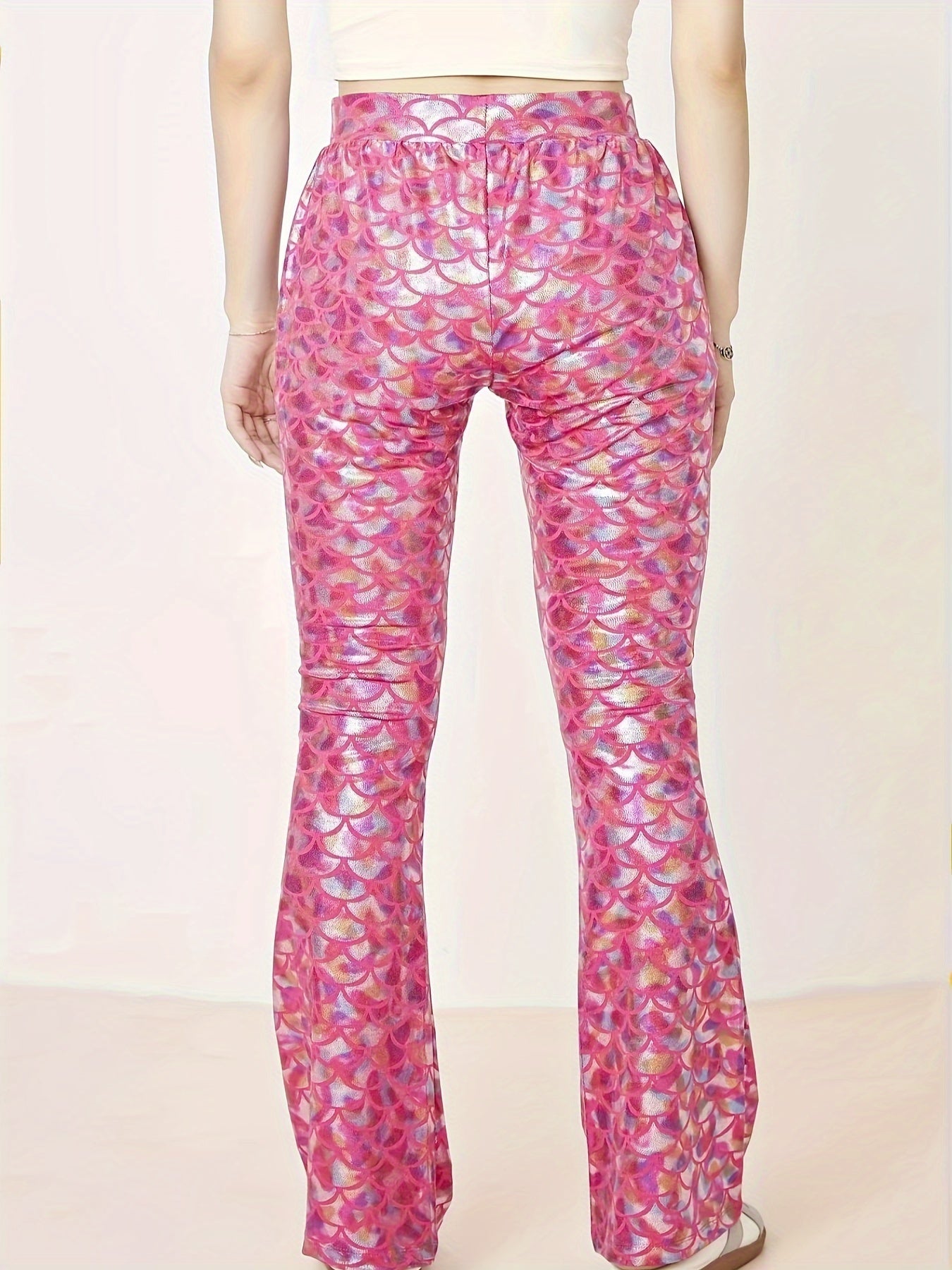 Snake Skin Print High Rise Flared Leg Trousers
