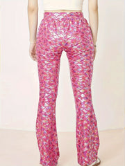Snake Skin Print High Rise Flared Leg Trousers