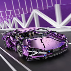 1300 pcs Plated Purple Sports Car Model Kit Building Blocks