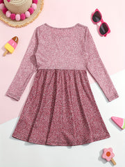 Girls Funny Eyes Print Long Sleeve Dress for Spring