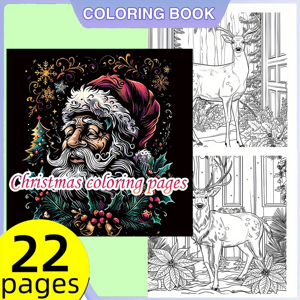 Christmas Coloring Book for Adults Festive Santa Reindeer & Holiday Scenes