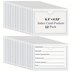 12 Pack Adhesive 16x11 Index Card Pockets Clear Plastic Labels Holders