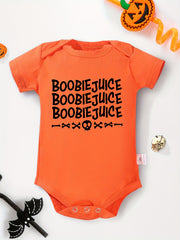 Halloween Baby Onesies Letter Print Crew Neck Style Baby Bodysuits