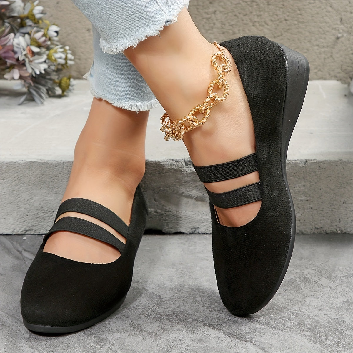 Women's Elastic Band Flat Shoes Casual Slip On Outdoor Shoes