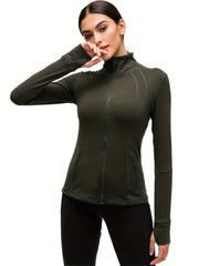 Women's Slim Fit Thermal Sports Track Jacket Full Zip Running Jacket