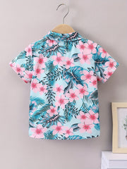 Hawaiian Tropical Leaf & Floral Print Boys Casual Shirt