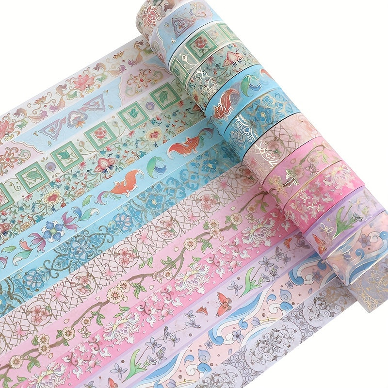 12pcs Flower Washi Paper Tape Set for DIY Scrapbook Decoration