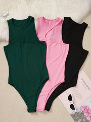 Sexy Crew Neck Sleeveless Bodysuit Women's Clothing
