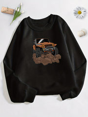 Car Print Boys Casual Pullover Sweatshirt Long Sleeve Crew Neck Tops
