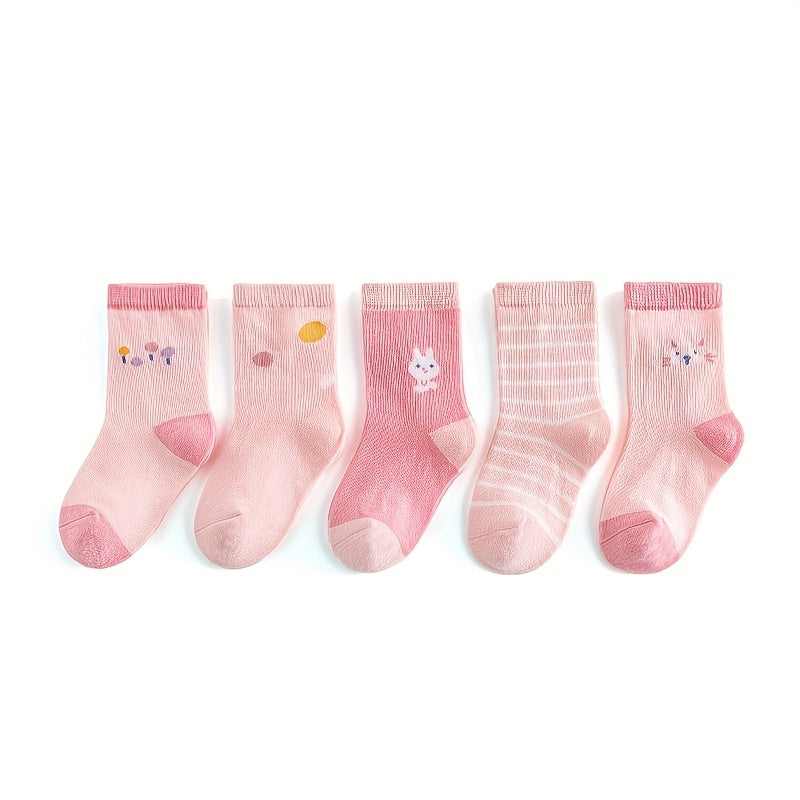 5 Pairs Unisex Knee High Cotton Socks for Kids 1-12 Years