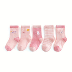 5 Pairs Unisex Knee High Cotton Socks for Kids 1-12 Years