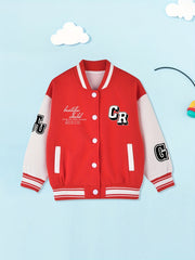 Boys Letter Print Varsity Jacket Long Sleeve
