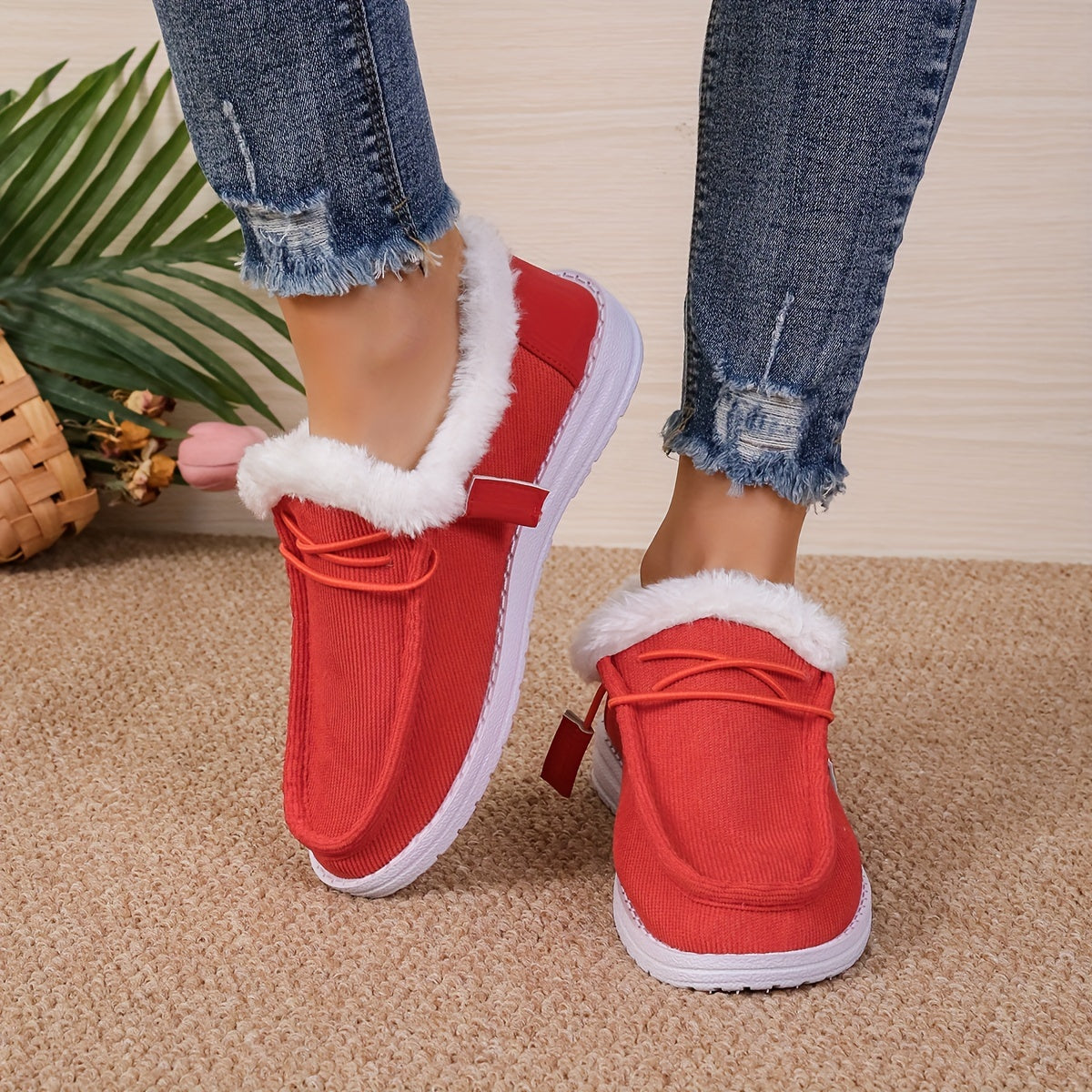 Plush Lined Thermal Snow Shoes Warm Non Slip Boat Shoes Fall Winter