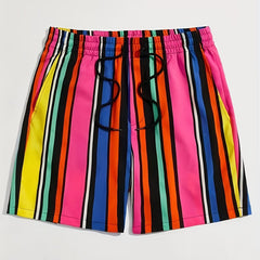 Vertical Stripe Men's Summer Drawstring Casual Loose Shorts