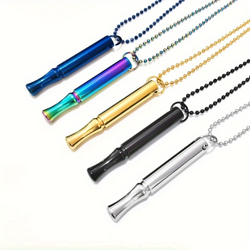 Titanium Steel Stress Relief Whistle Pendant Necklace
