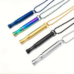 Titanium Steel Stress Relief Whistle Pendant Necklace