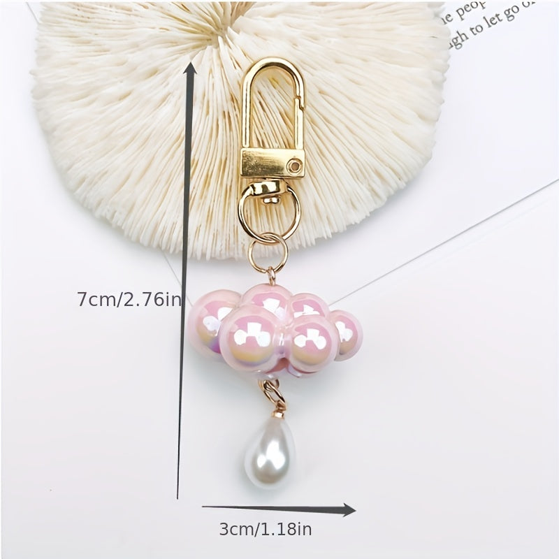 4pcs Cloud Pearl Keychain Bag Purse Pendant Birthday Gift