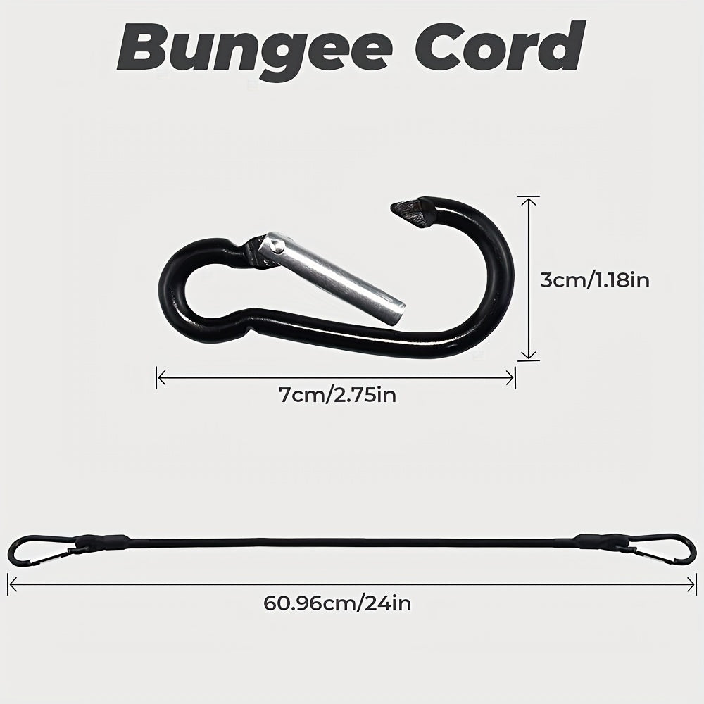 4pcs Bungee Cord Carabiner Hook Heavy Duty Straps Elastic Rope Outdoor
