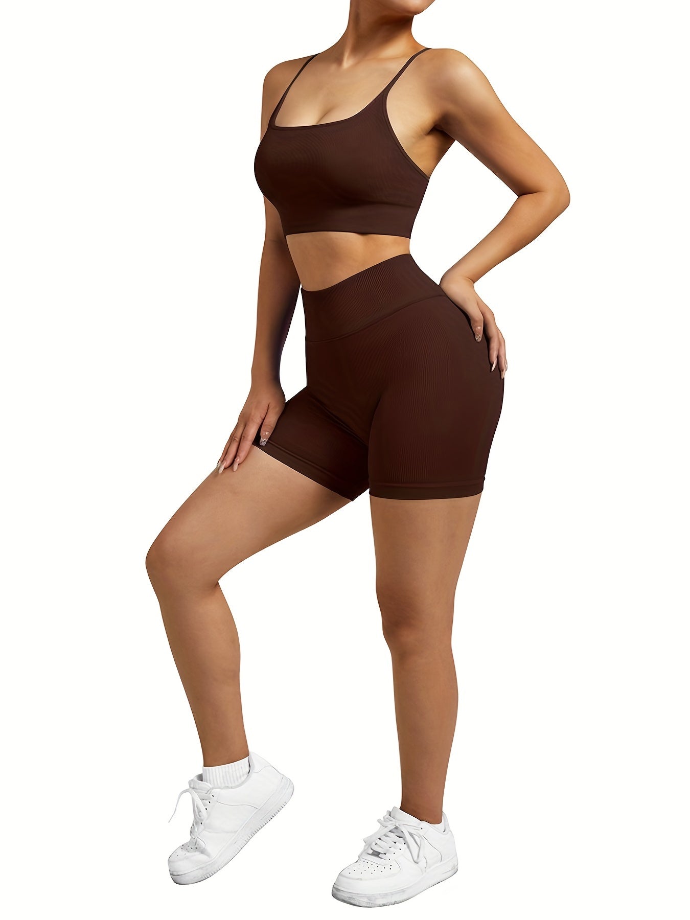 2pcs Yoga Set Sports Bra & Butt Lift Shorts Women's Activewear