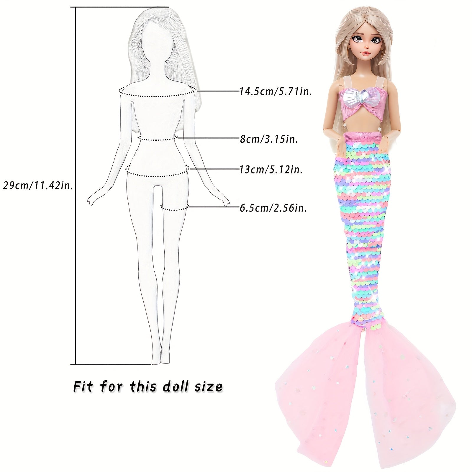 Fantasy Mermaid Outfit for 18 Doll Fairy Tale Party Costume Accessories