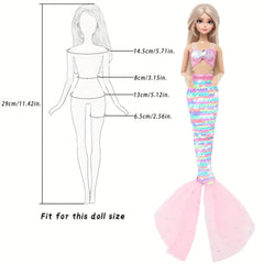 Fantasy Mermaid Outfit for 18 Doll Fairy Tale Party Costume Accessories