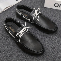 Men's Casual Solid Lace up Loafer Shoes Outdoor Anti skid Soft Sole Boat Shoes