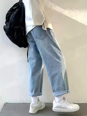 Men's Wide Leg Denim Pants for Spring Summer