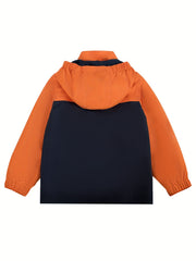 Kids Striped 3 In 1 Rain Jacket Waterproof Windbreaker With Fleece Lining