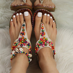 Women's Beaded Decor Flip Flops Sandals
