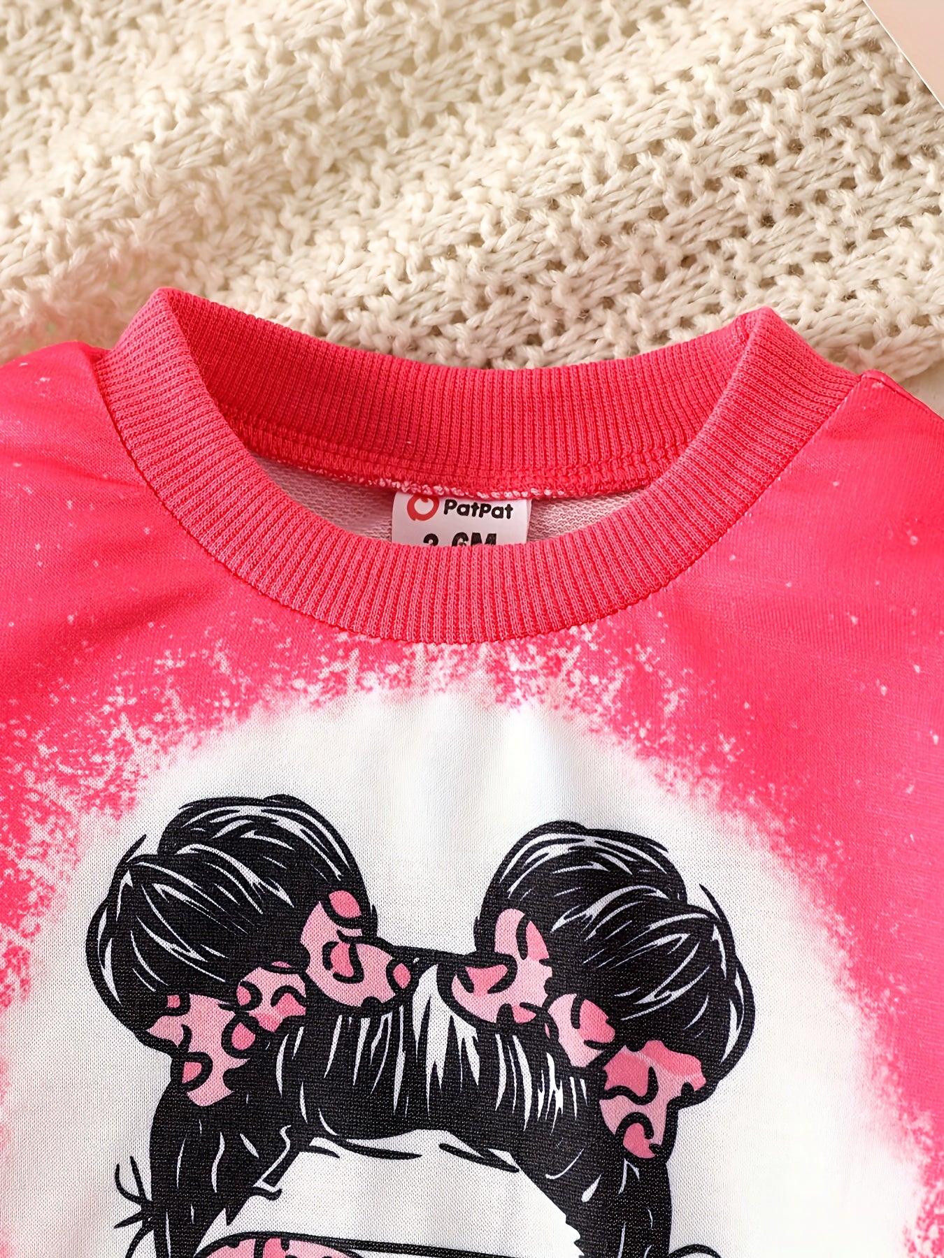 Cartoon Print Pink Pullover Top for Baby Girl