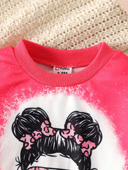 Cartoon Print Pink Pullover Top for Baby Girl