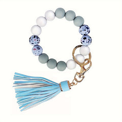 Yiflin Silicone Beaded Wrist Keychain For Women Girl