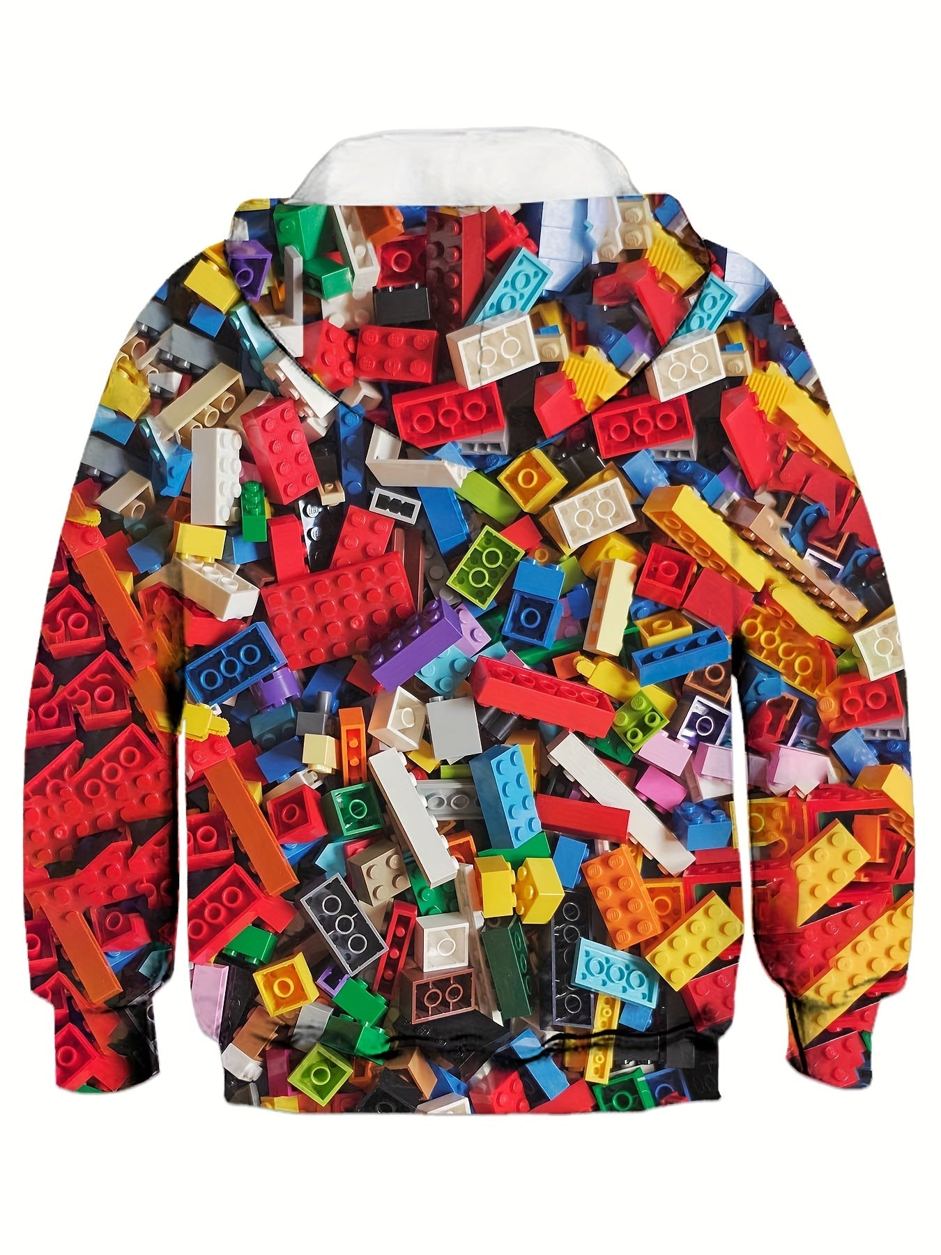 Building Blocks Allover Print Kid's Hoodie Long Sleeve Top Boy's Clothes
