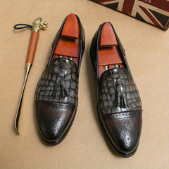 Men's Brogue Tassel Loafer Shoes Slip On Non-slip Casual Shoes