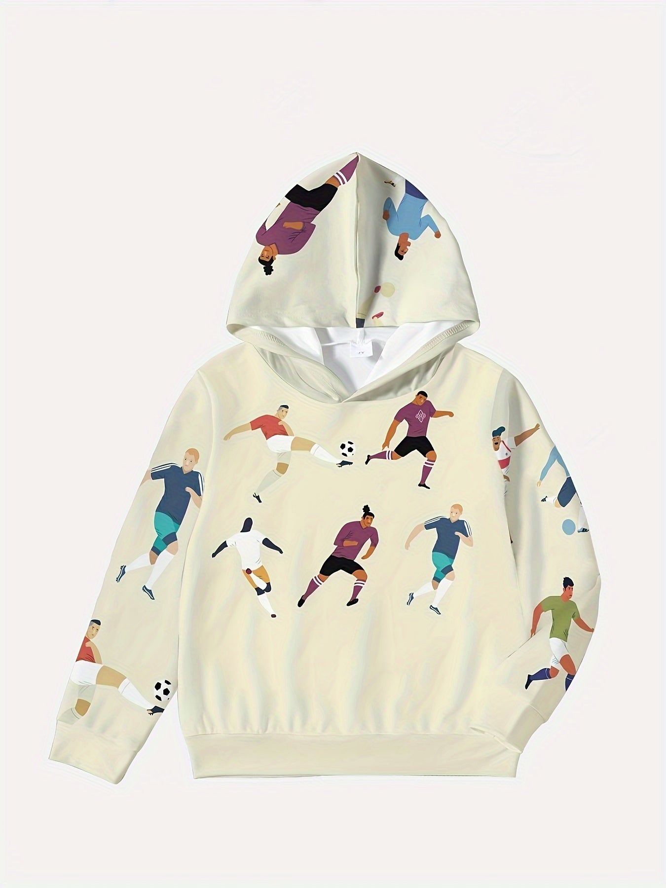 Football Player Print Kid's Hoodie Pullover Casual Hooded Long Sleeve Top