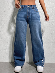 High Rise Straight Leg Jeans Women's Denim Pants