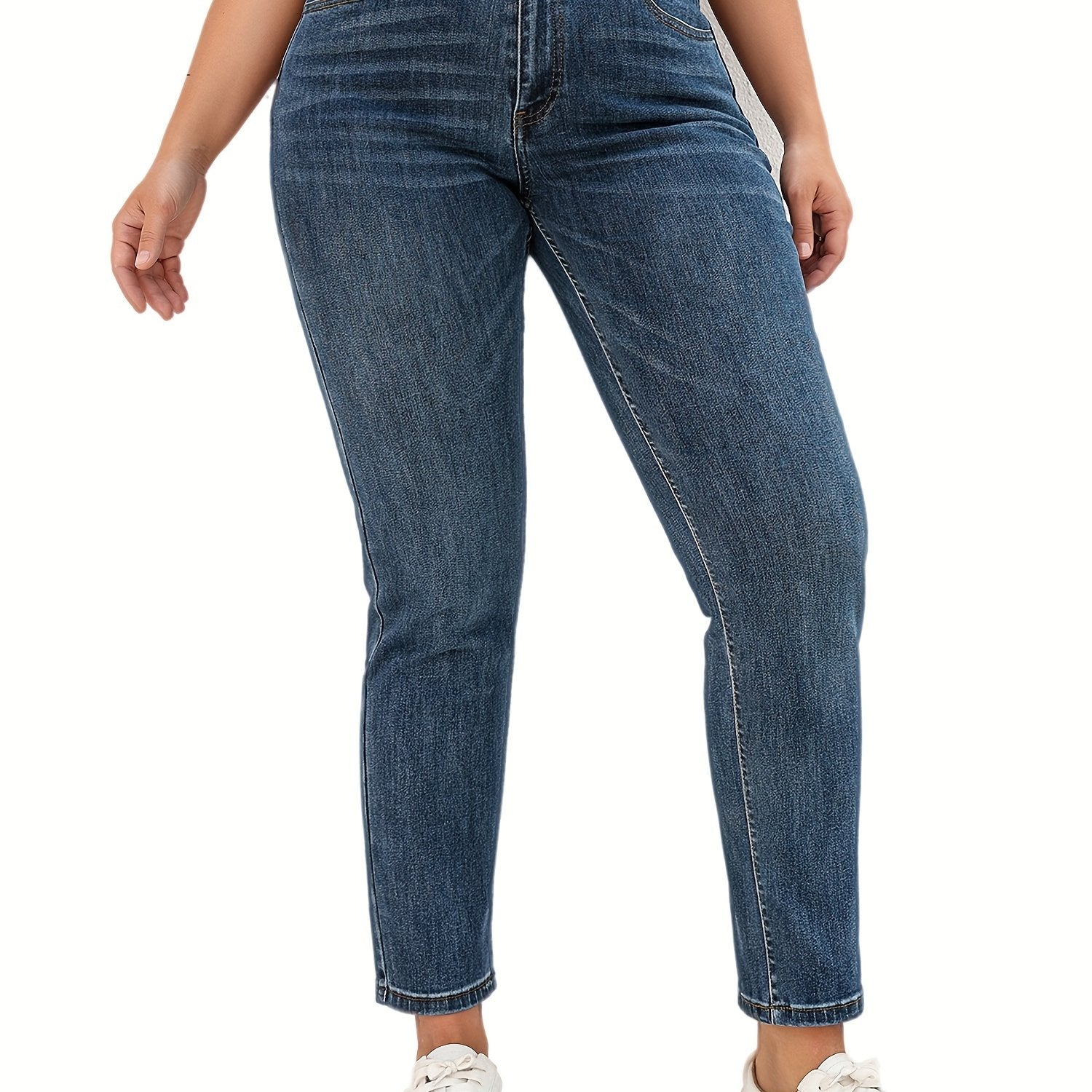 High Rise Stretchy Straight Leg Denim Pants