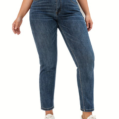 High Rise Stretchy Straight Leg Denim Pants