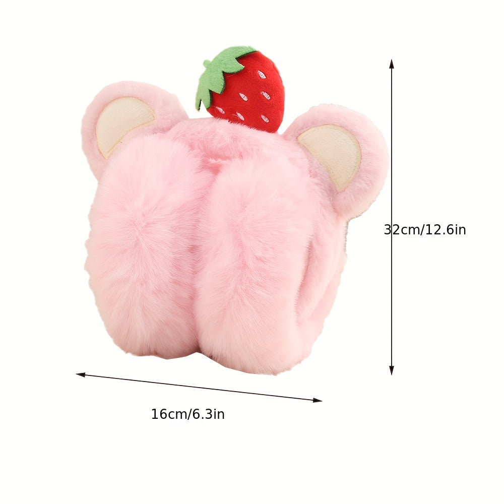 Winter Plush Strawberry Earmuffs Outdoor Ear Cover